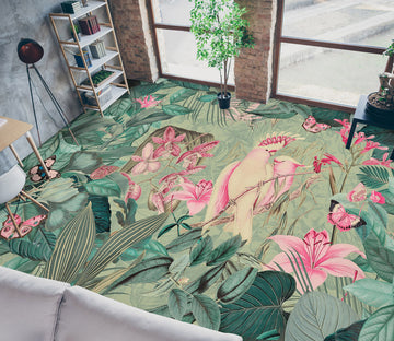 3D Grove Pink Parrot 104140 Andrea Haase Floor Mural