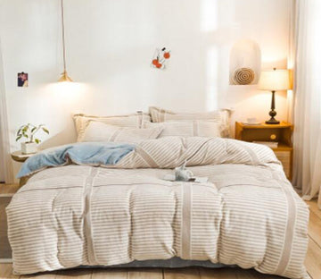 3D Creamy-White 20097 Bed Pillowcases Quilt