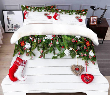 3D Branch Pendant 45171 Christmas Quilt Duvet Cover Xmas Bed Pillowcases