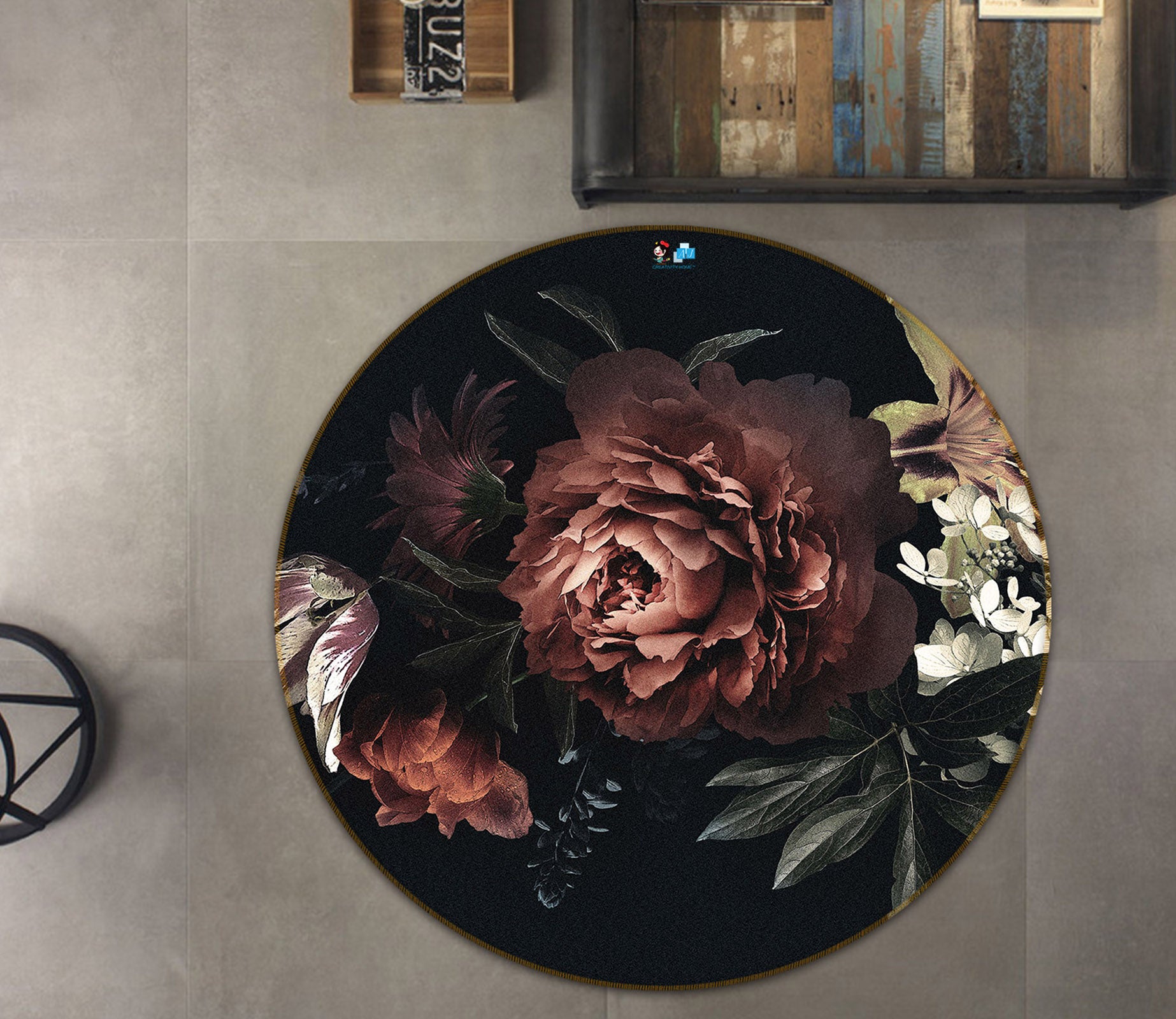 3D Flower 71135 Round Non Slip Rug Mat