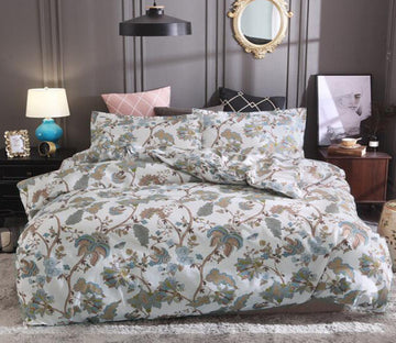 3D Green Brown Floral 2115 Bed Pillowcases Quilt
