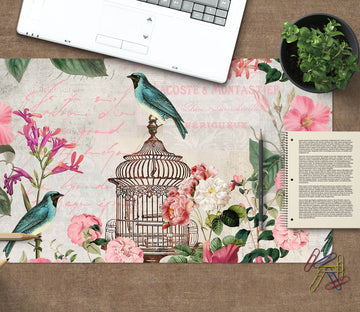 3D Blue Bird Cage 982 Andrea Haase Desk Mat