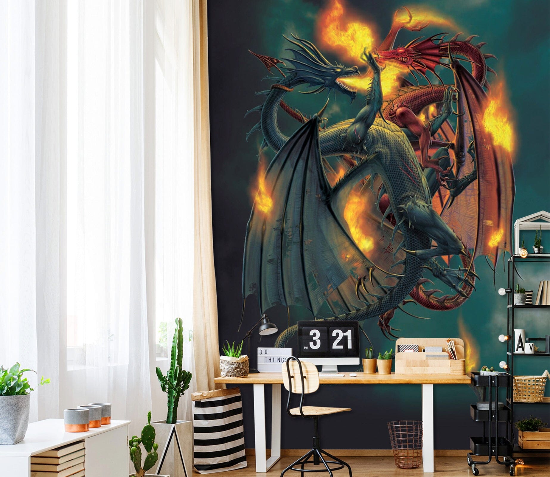 3D Fire Dragon 1422 Wall Murals Exclusive Designer Vincent Wallpaper AJ Wallpaper 2 