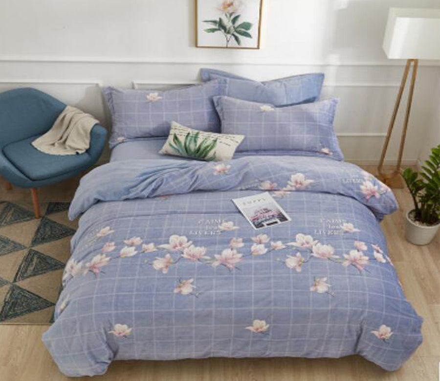 3D Blue Flowers 20178 Bed Pillowcases Quilt