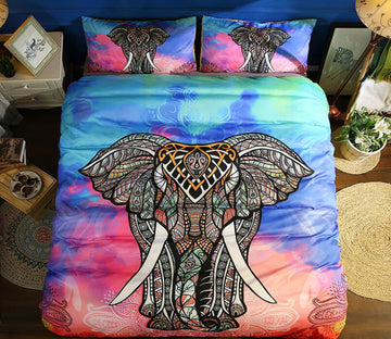 3D Colorful Elephant 1094 Bed Pillowcases Quilt