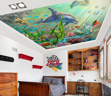3D Sea Dolphin 1005 Adrian Chesterman Ceiling Wallpaper Murals