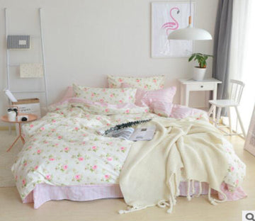 3D Little Pink Flowers 20296 Bed Pillowcases Quilt