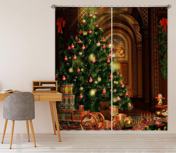 3D Shiny Tree 001 Christmas Curtains Drapes Xmas