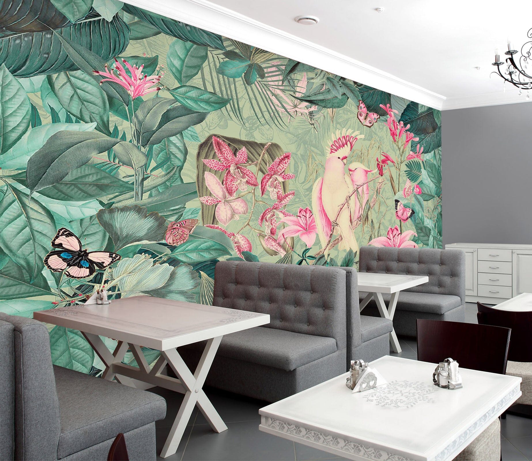 3D Cockatoos And Butterflies 1407 Andrea haase Wall Mural Wall Murals Wallpaper AJ Wallpaper 2 