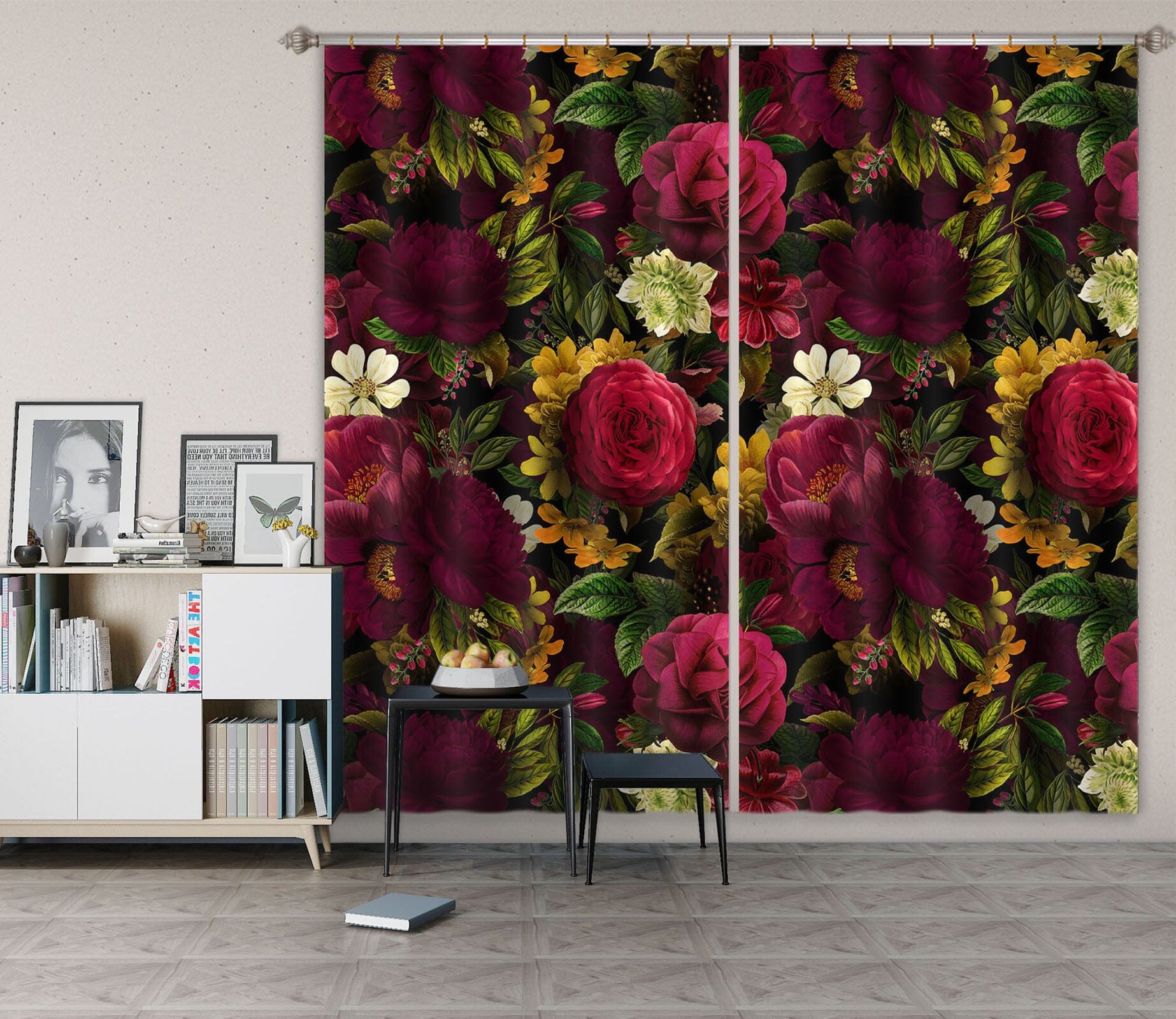 3D Vintage Roses 037 Uta Naumann Curtain Curtains Drapes Curtains AJ Creativity Home 