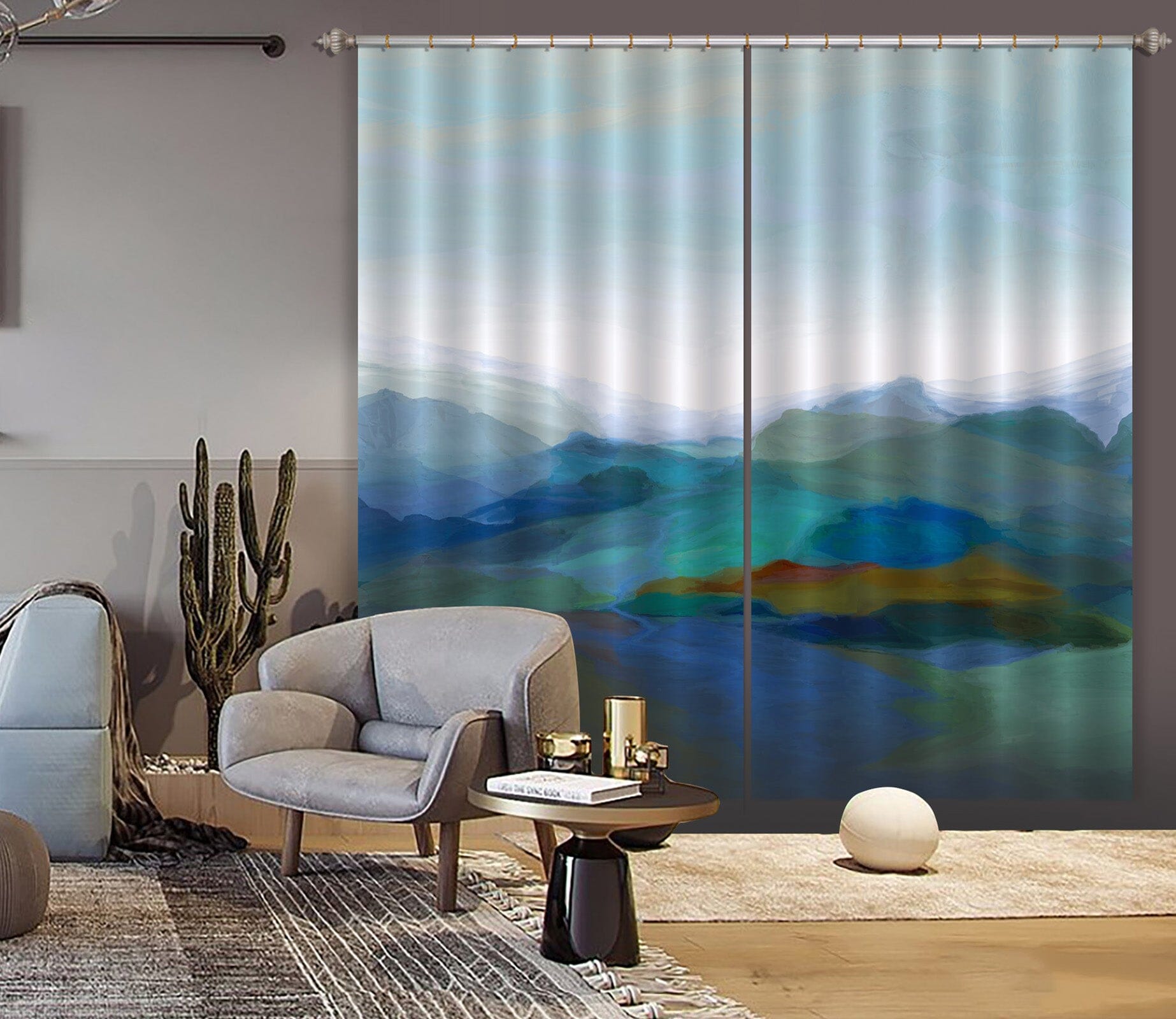 3D Dark Green Mountains 059 Michael Tienhaara Curtain Curtains Drapes Curtains AJ Creativity Home 