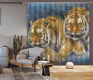 3D Snow Animal Tiger 9098 Kayomi Harai Curtain Curtains Drapes
