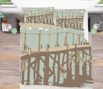 3D Sanbanks Evening Hill Pier 2048 Steve Read Bedding Bed Pillowcases Quilt Quiet Covers AJ Creativity Home 