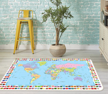3D World Territory 256 World Map Non Slip Rug Mat Mat AJ Creativity Home 
