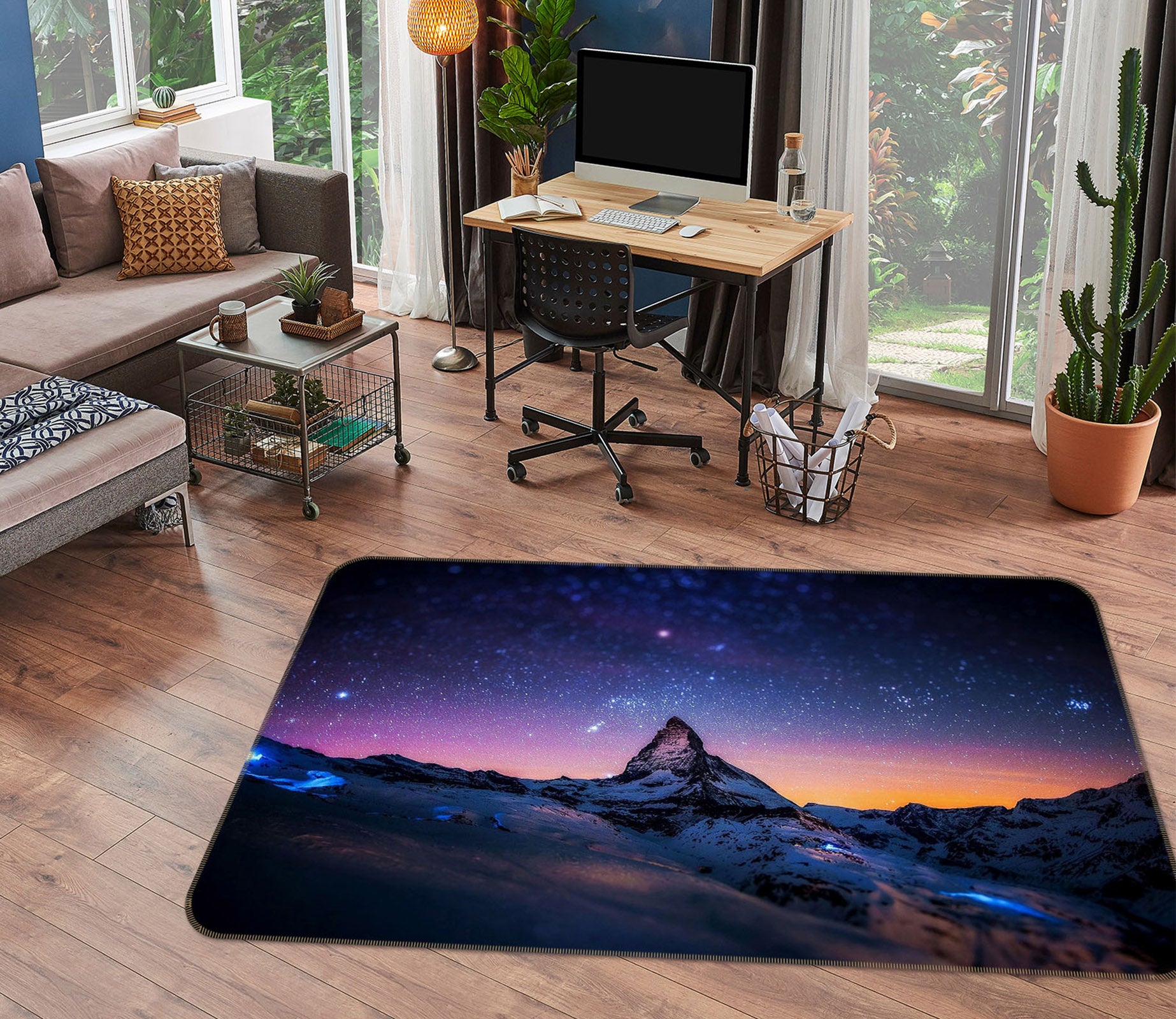 3D Mountain Starry 31138 Non Slip Rug Mat