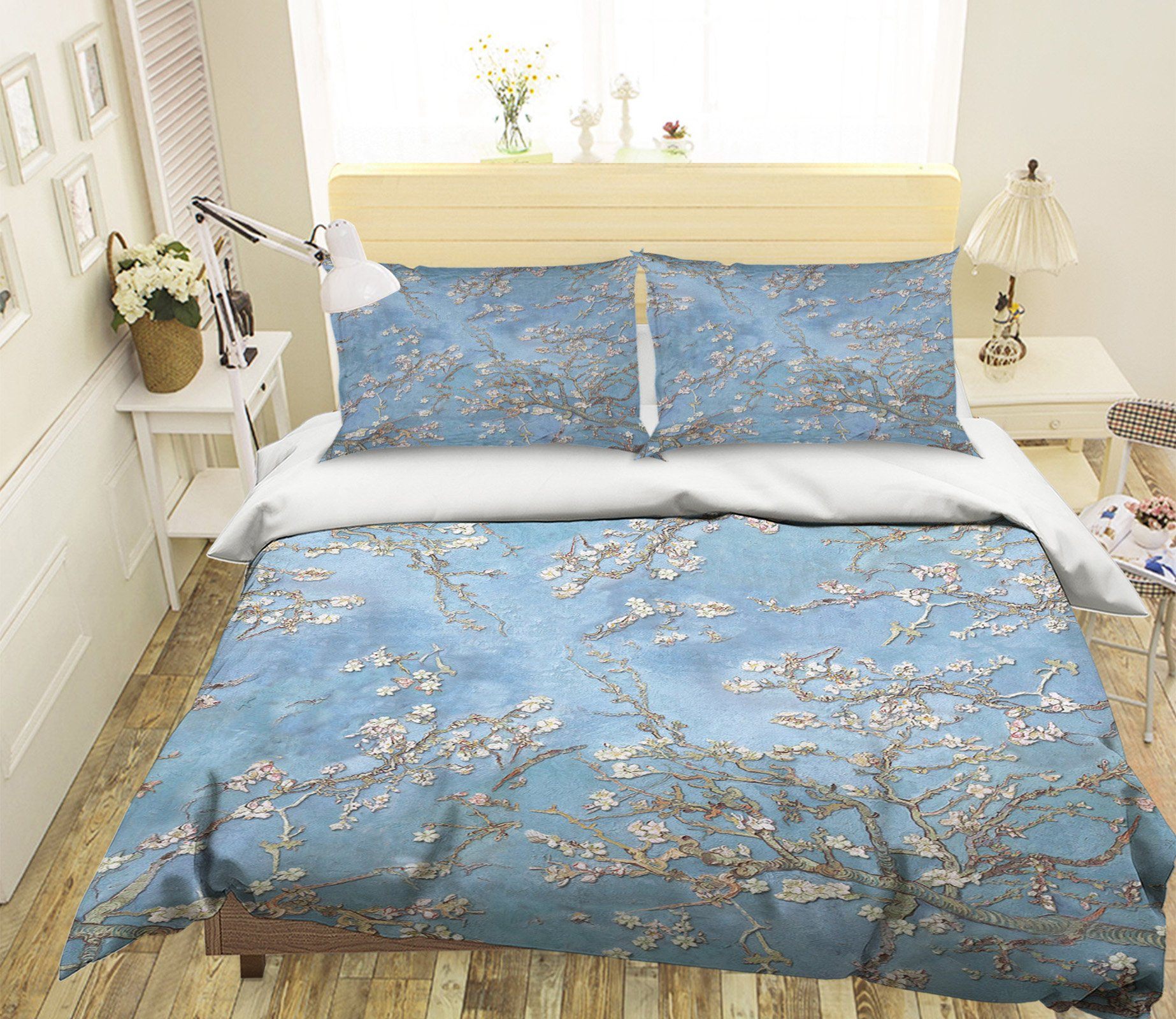 3D Embossed Flower Blue Bottom 076 Bed Pillowcases Quilt Wallpaper AJ Wallpaper 