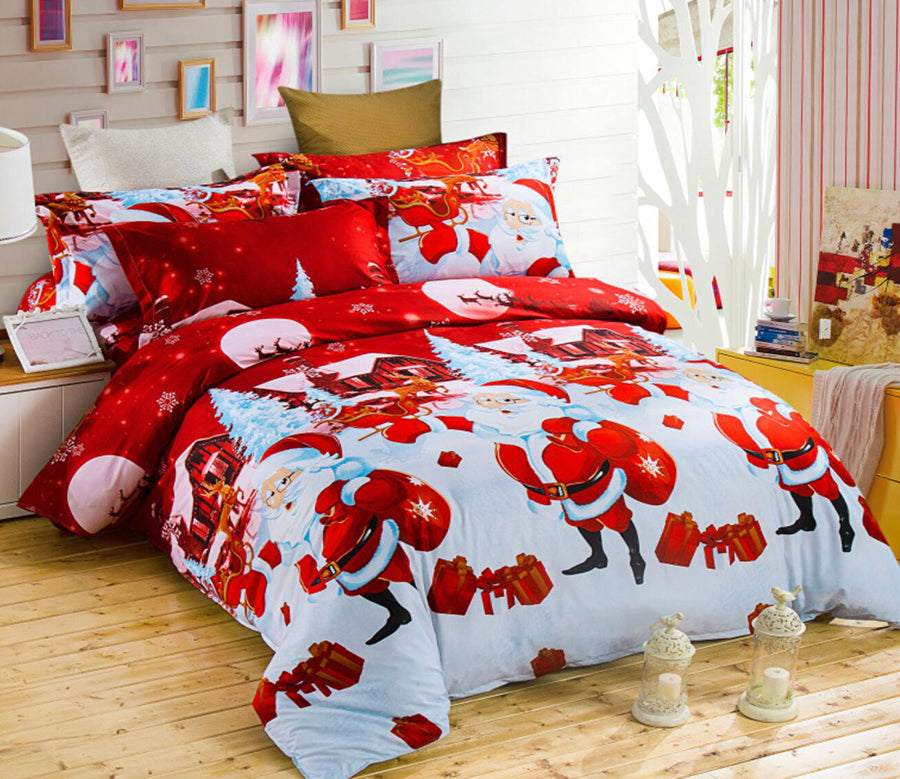 3D Santa Claus Pattern 45227 Christmas Quilt Duvet Cover Xmas Bed Pillowcases