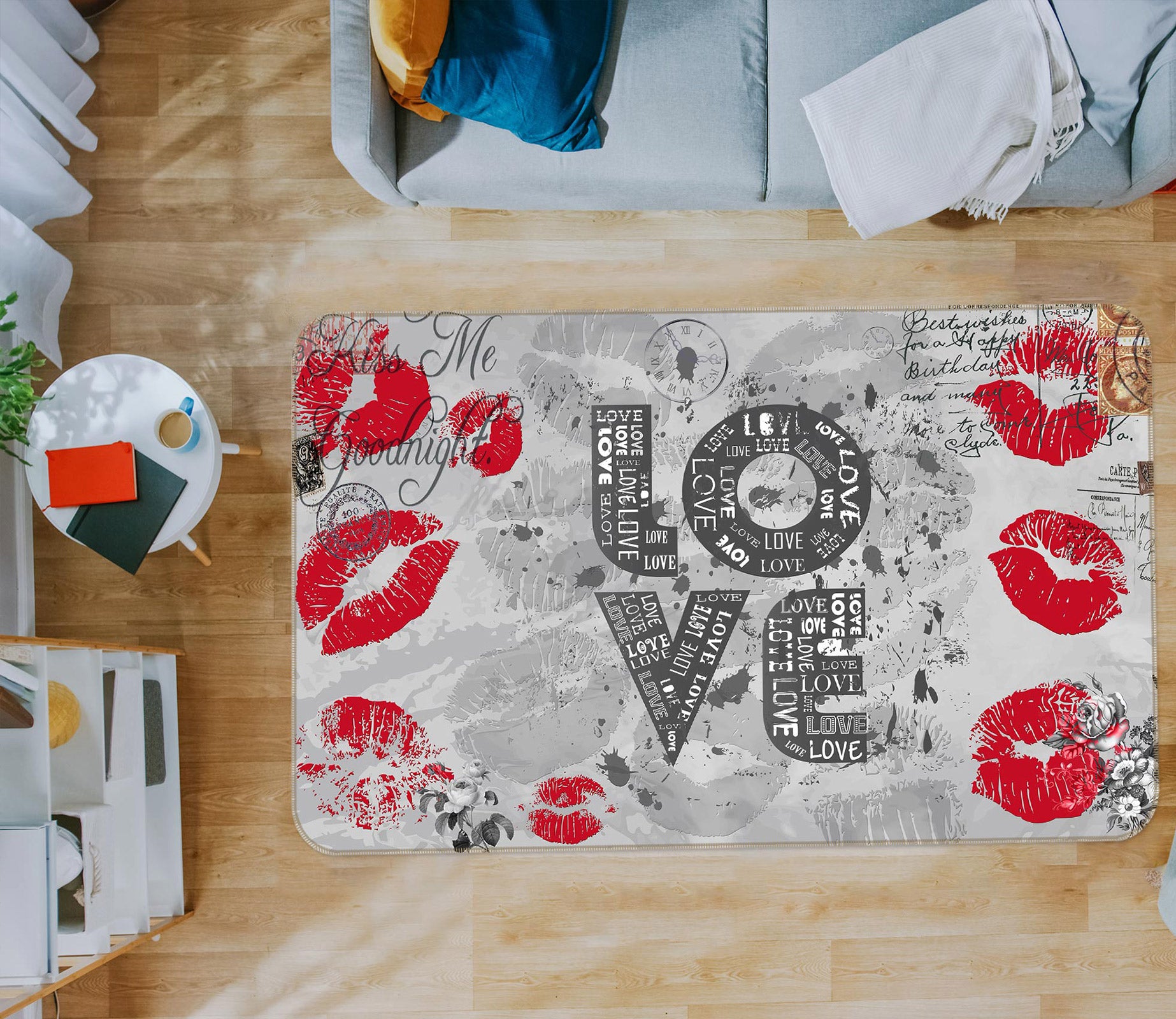3D Red Lips 77020 Non Slip Rug Mat