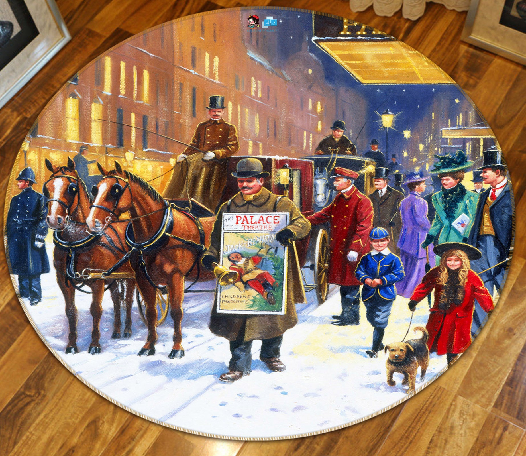3D Street Carriage 041 Kevin Walsh Rug Round Non Slip Rug Mat