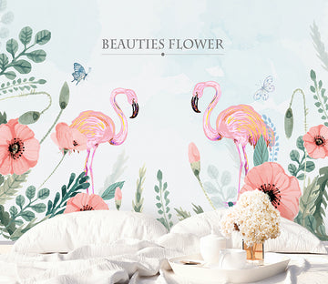 3D Flamingo Butterfly WG263 Wall Murals