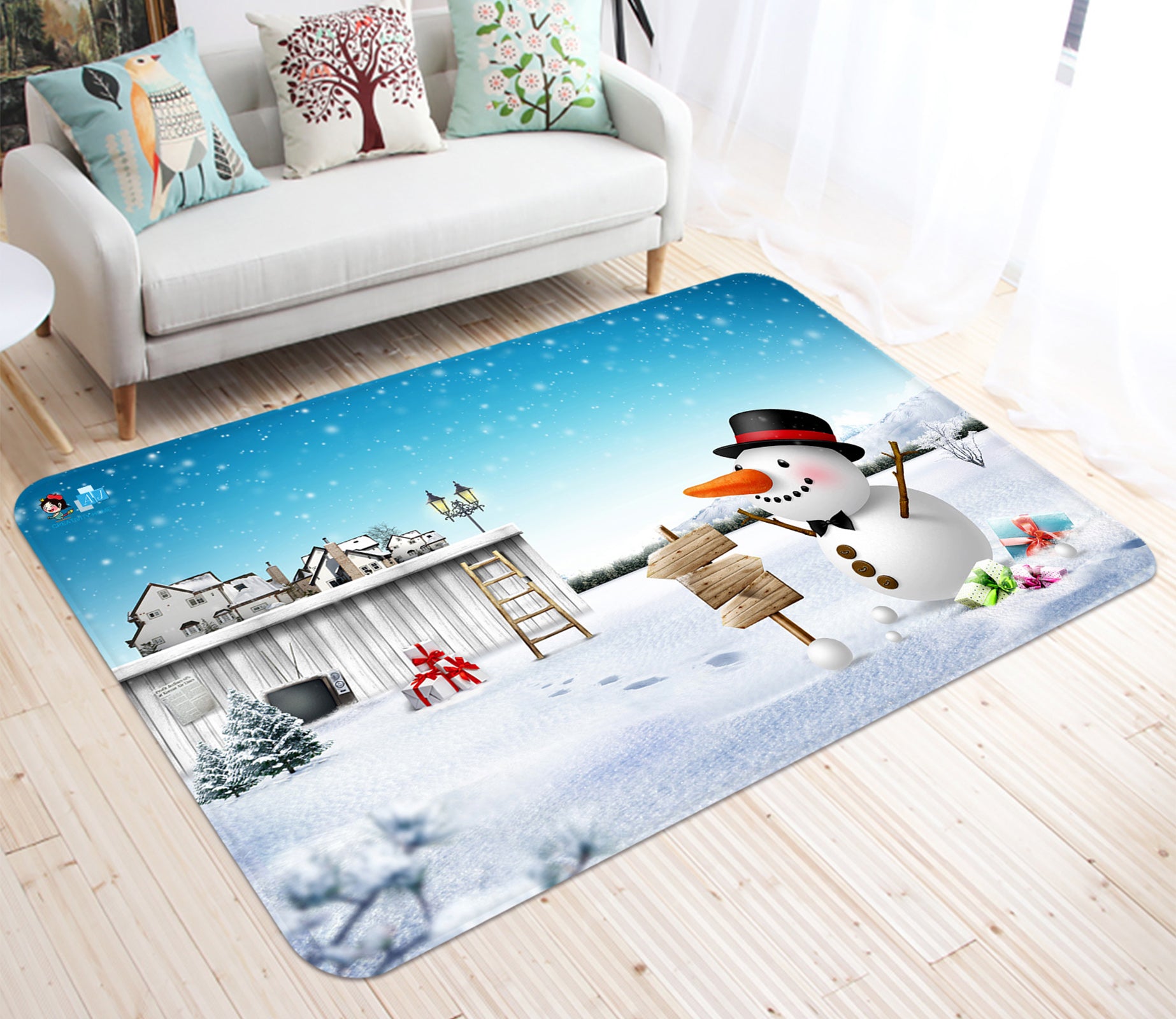 3D Snowman 65170 Christmas Non Slip Rug Mat Xmas