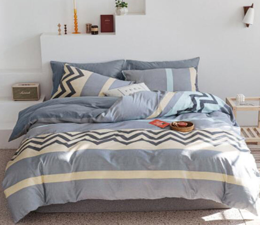 3D Gray Blue Curve Stitching 14060 Bed Pillowcases Quilt