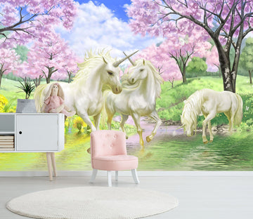 3D Park White Unicorn 012 Wall Murals Wallpaper AJ Wallpaper 2 