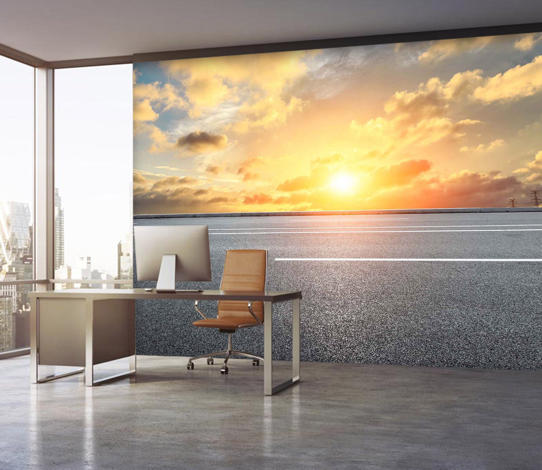 3D Sunny Road 049 Wall Murals