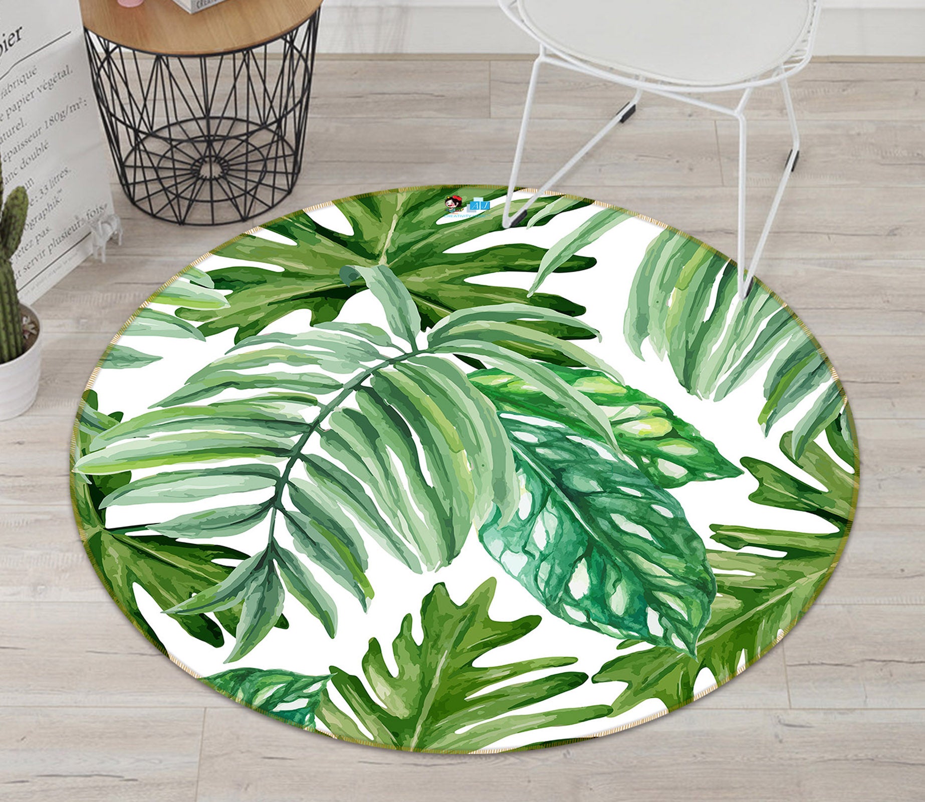 3D Leaves 72102 Round Non Slip Rug Mat
