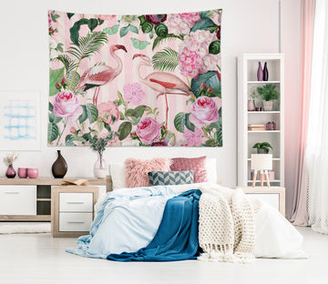 3D Flower Bush Flamingo 11843 Andrea haase Tapestry Hanging Cloth Hang