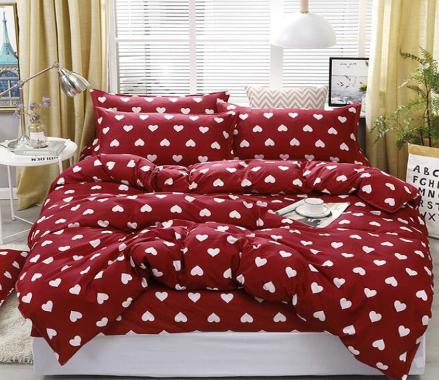 3D White Love On Red Background 12051 Bed Pillowcases Quilt