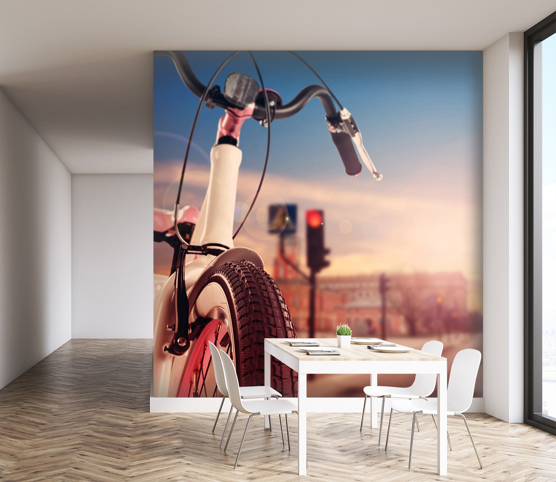 3D Red Light Bicycle 009 Vehicle Wall Murals