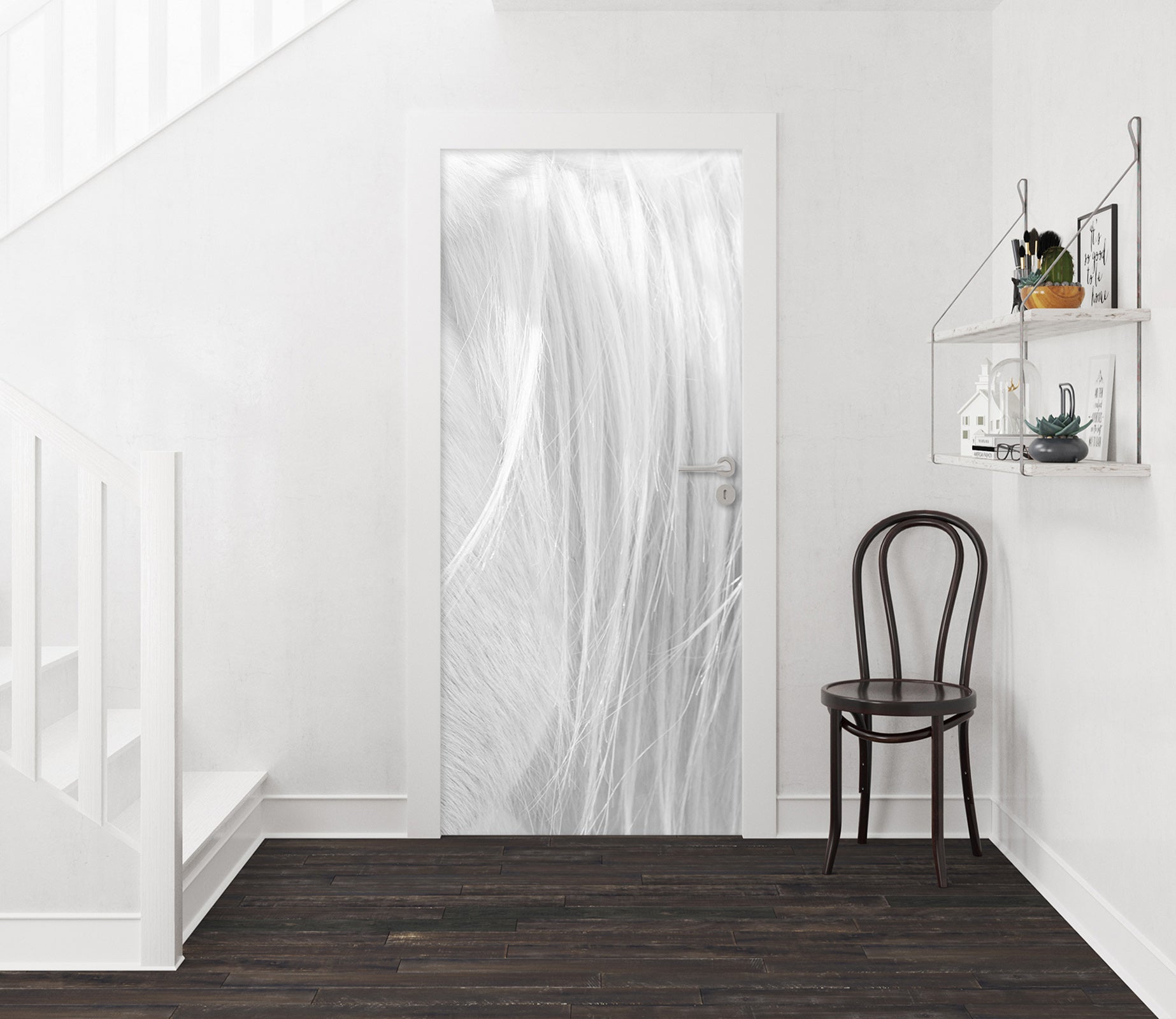 3D White Fur 122152 Marco Carmassi Door Mural