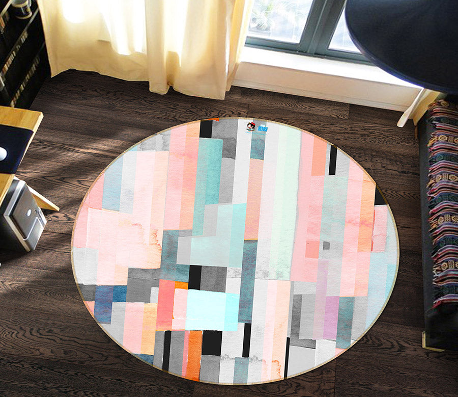 3D Color Square 64163 Round Non Slip Rug Mat