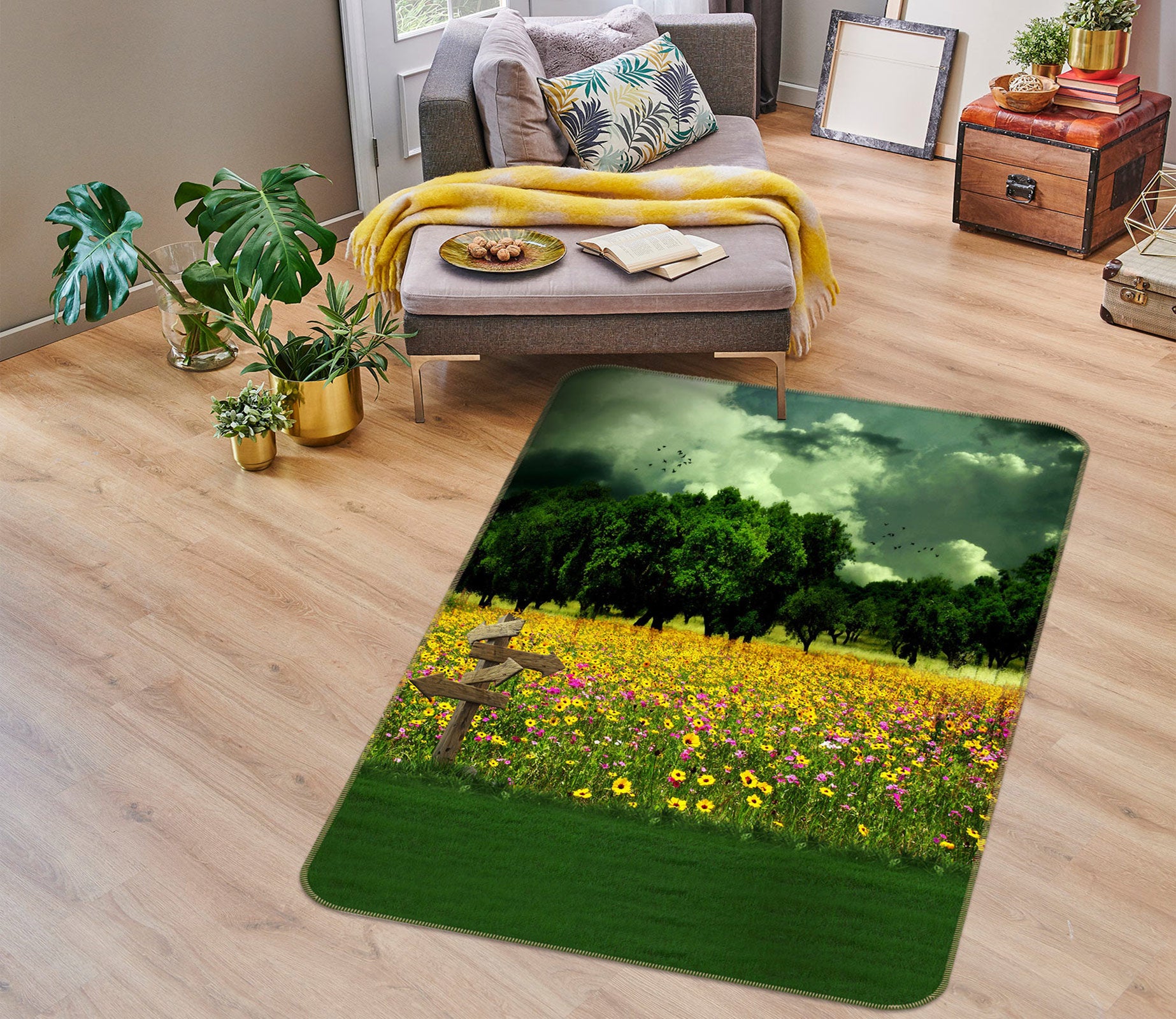 3D Flower Forest 76083 Non Slip Rug Mat