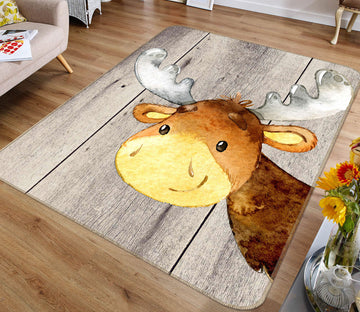 3D Yellow Reindeer 136 Uta Naumann Rug Non Slip Rug Mat