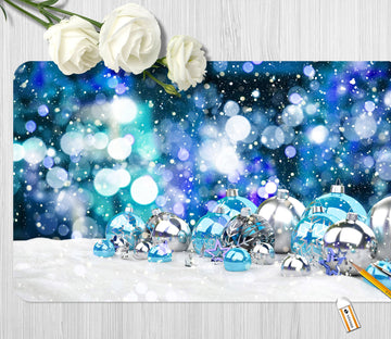 3D Silver Blue Ball 51205 Christmas Desk Mat Xmas