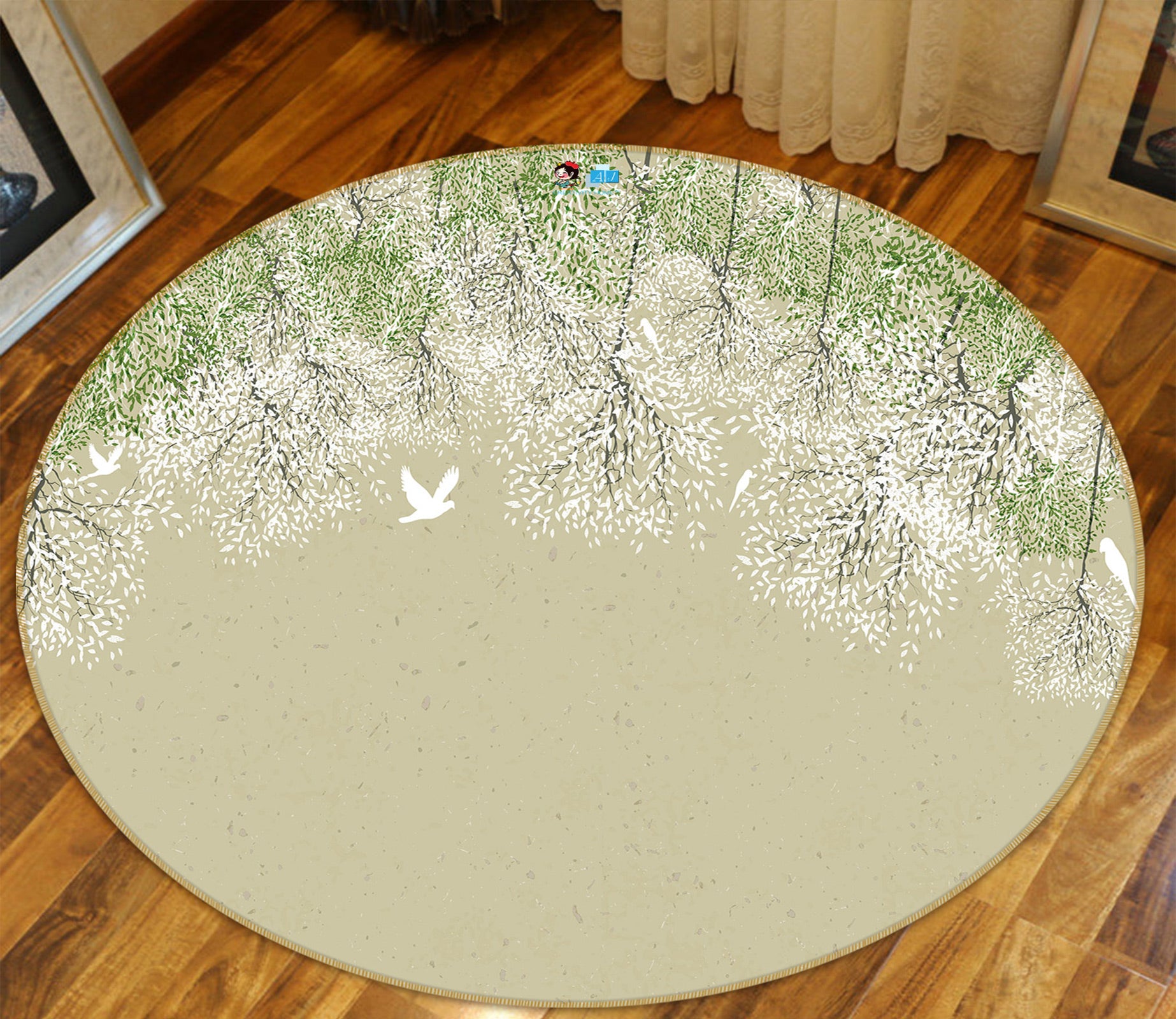 3D Branches 80290 Round Non Slip Rug Mat