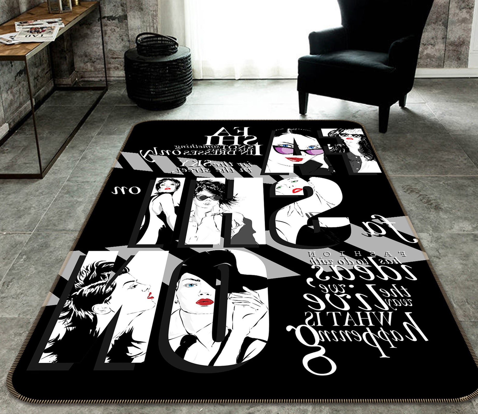 3D Black Sunglasses 1059 Non Slip Rug Mat