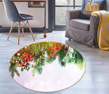 3D Branches 54163 Christmas Round Non Slip Rug Mat Xmas