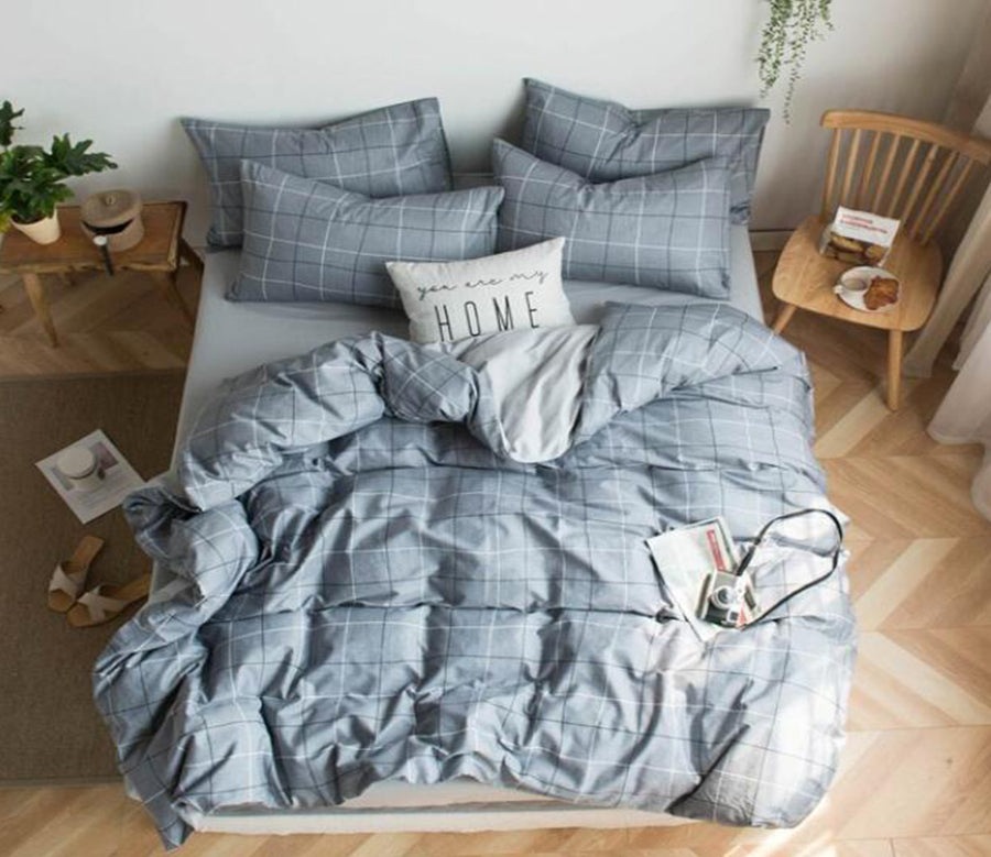 3D Dark Gray 7048 Bed Pillowcases Quilt