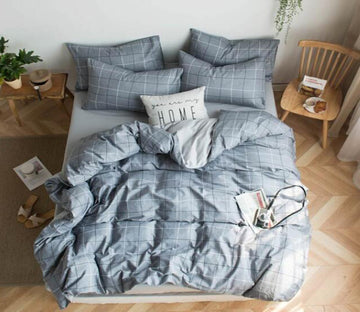 3D Dark Gray 7048 Bed Pillowcases Quilt