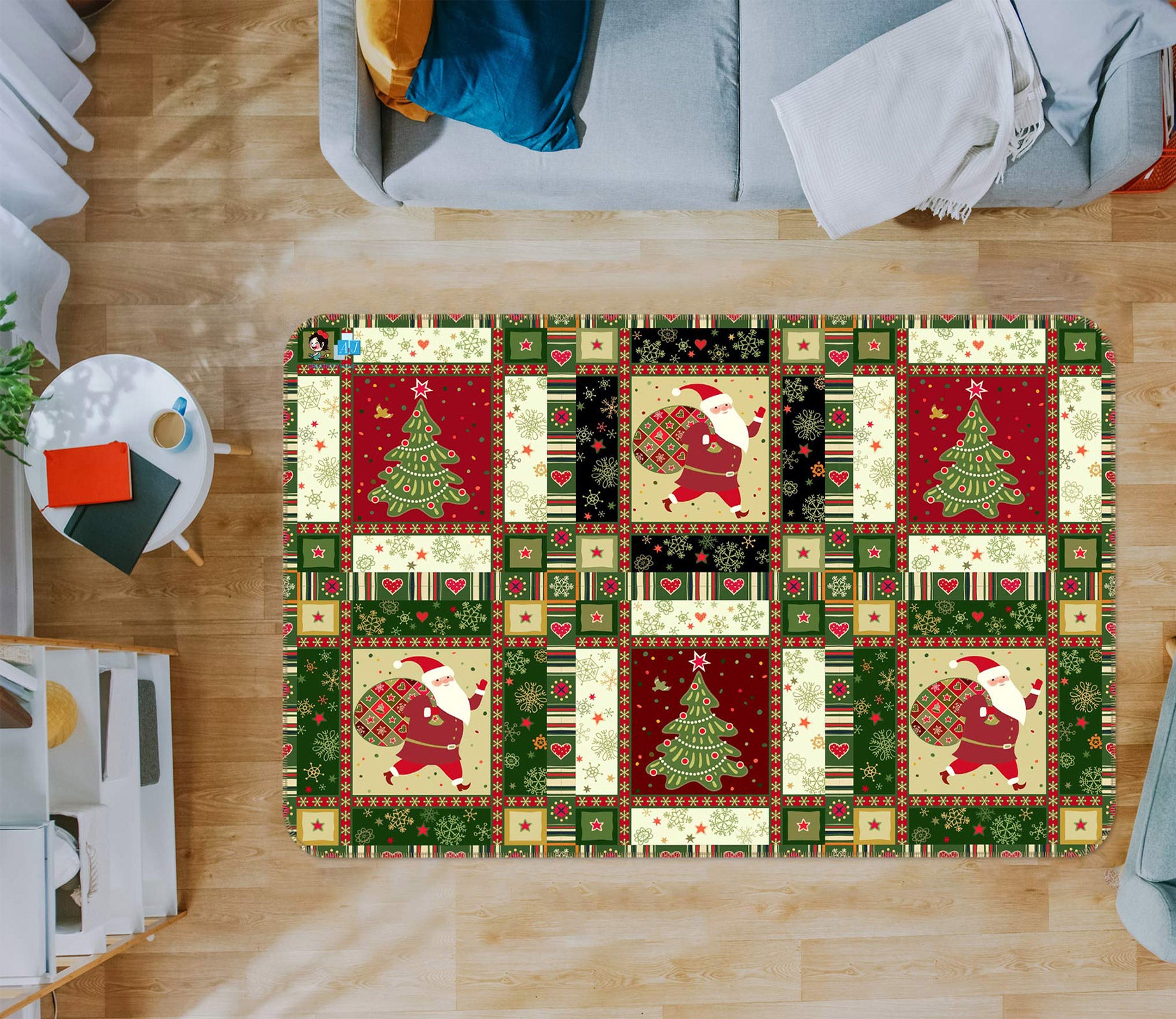 3D Tree Santa Claus 54244 Christmas Non Slip Rug Mat Xmas