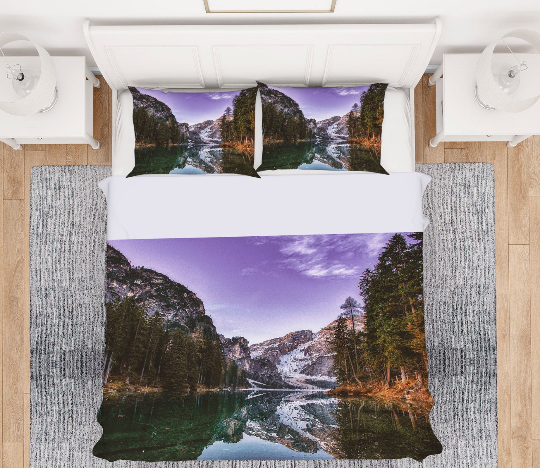 3D Forest Lake 12215 Bed Pillowcases Quilt