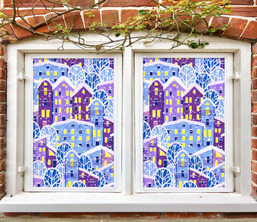 3D Purple Snow House 281 Window Film Print Sticker Cling Stained Glass UV Block