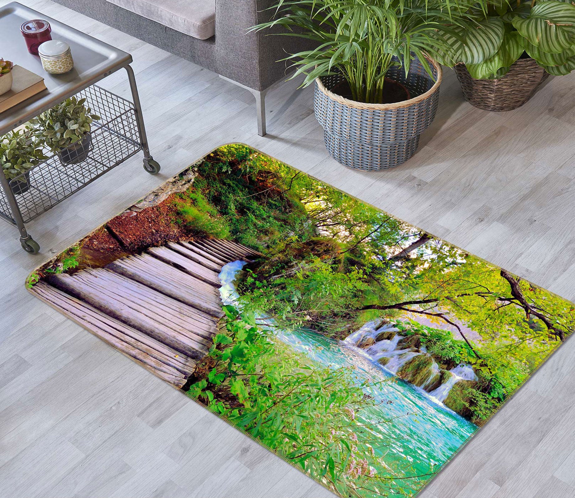 3D Jungle Bridge 77226 Non Slip Rug Mat