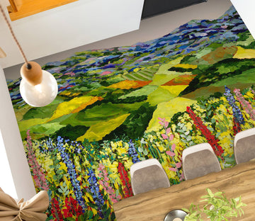 3D Field Colorful Flowers Painting 9545 Allan P. Friedlander Floor Mural