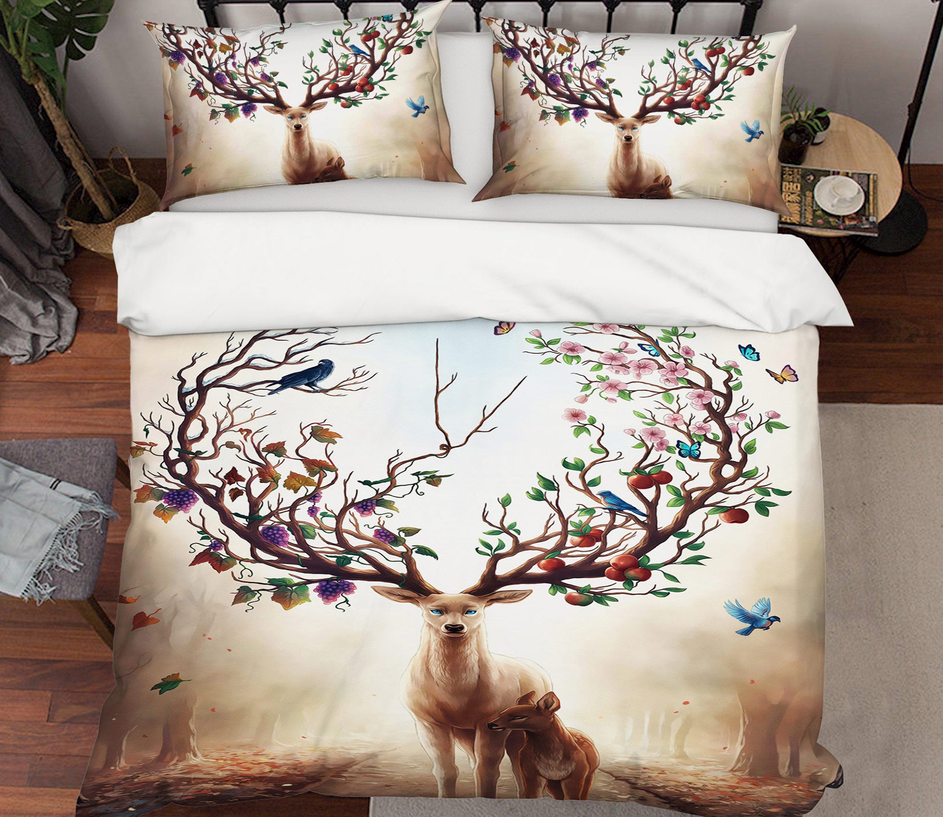 3D Deer Bird 12036 Bed Pillowcases Quilt
