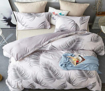 3D Feather On White 5080 Bed Pillowcases Quilt