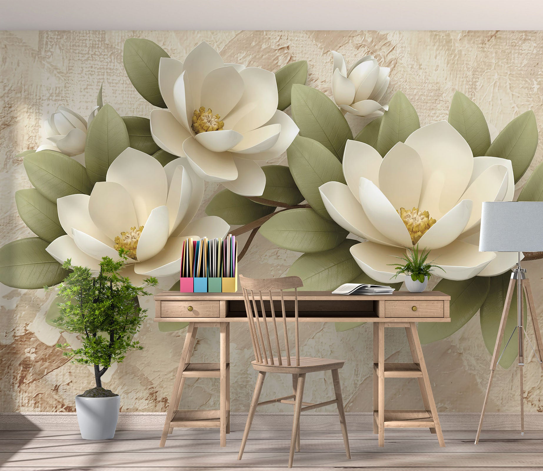 3D White Flower 1066 Wall Murals